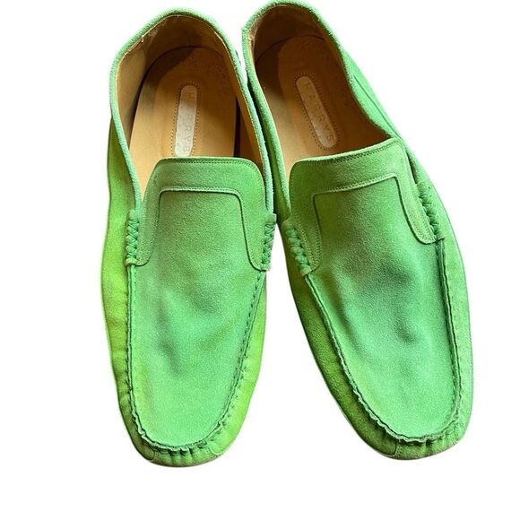 Harry's of London Neon / Lime Green Suede Moccasin Drivers Loafers Made in Italy - Picture 2 of 7